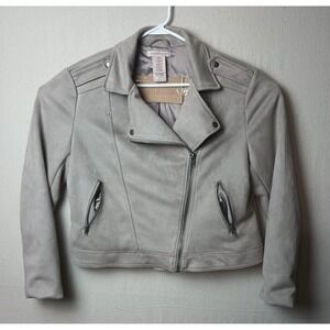 Philosophy Moto‎ Jacket Faux Suede Full Zip Biker Jacket Size Light XL Gray